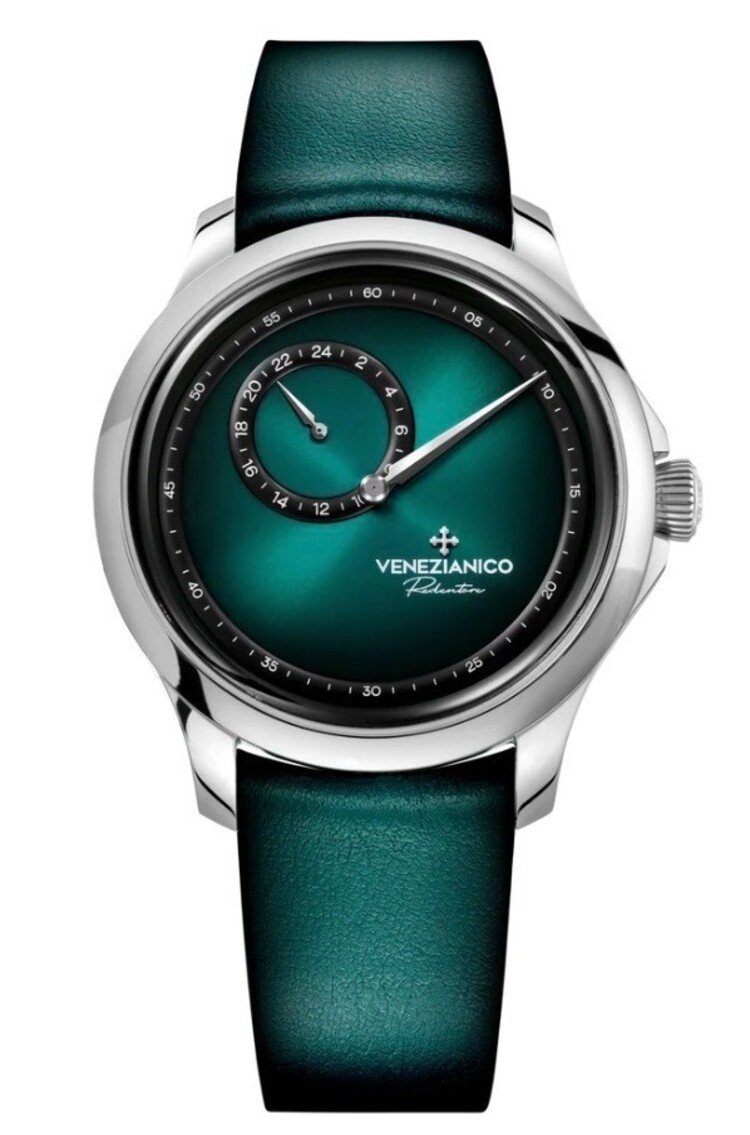 VENEZIANICO Redentore Enigma CASE MATERIAL: 316L Stainless Steel FEATURES: Regulator function DIMENSIONS: Ø40mm, lug to lug 46.7mm, thickness 11.4mm MOVEMENT: Automatic Cal. NH39A CRYSTAL: Sapphire crystal with anti-reflective coating BEZEL: 316L Stainless Steel