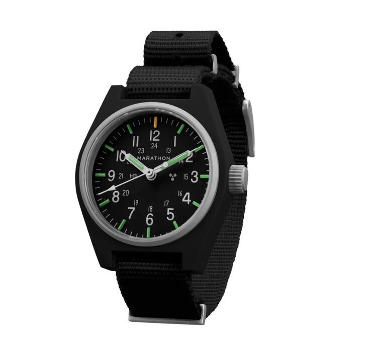 (M) MARATHON 34MM BLACK GPM, STANDARD ISSUE, TRITIUM, FIELD MECHANICAL, TYPE 2