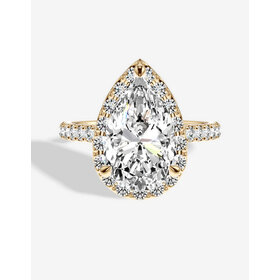 DIAMOND TRADERS INTERNATIONAL (Z) 14K 4CT LAB .65MTG , 14K YELLOW GOLD LAB GROWN DIAMOND BRIDAL RING, HALO DESIGN, PEAR SHAPE CENTER, ROUND DIAMONDS ON THE SETTING WEIGHTING APPROX .62CTS, IGI CERTIFIED # LG-KR37286D400-GY6