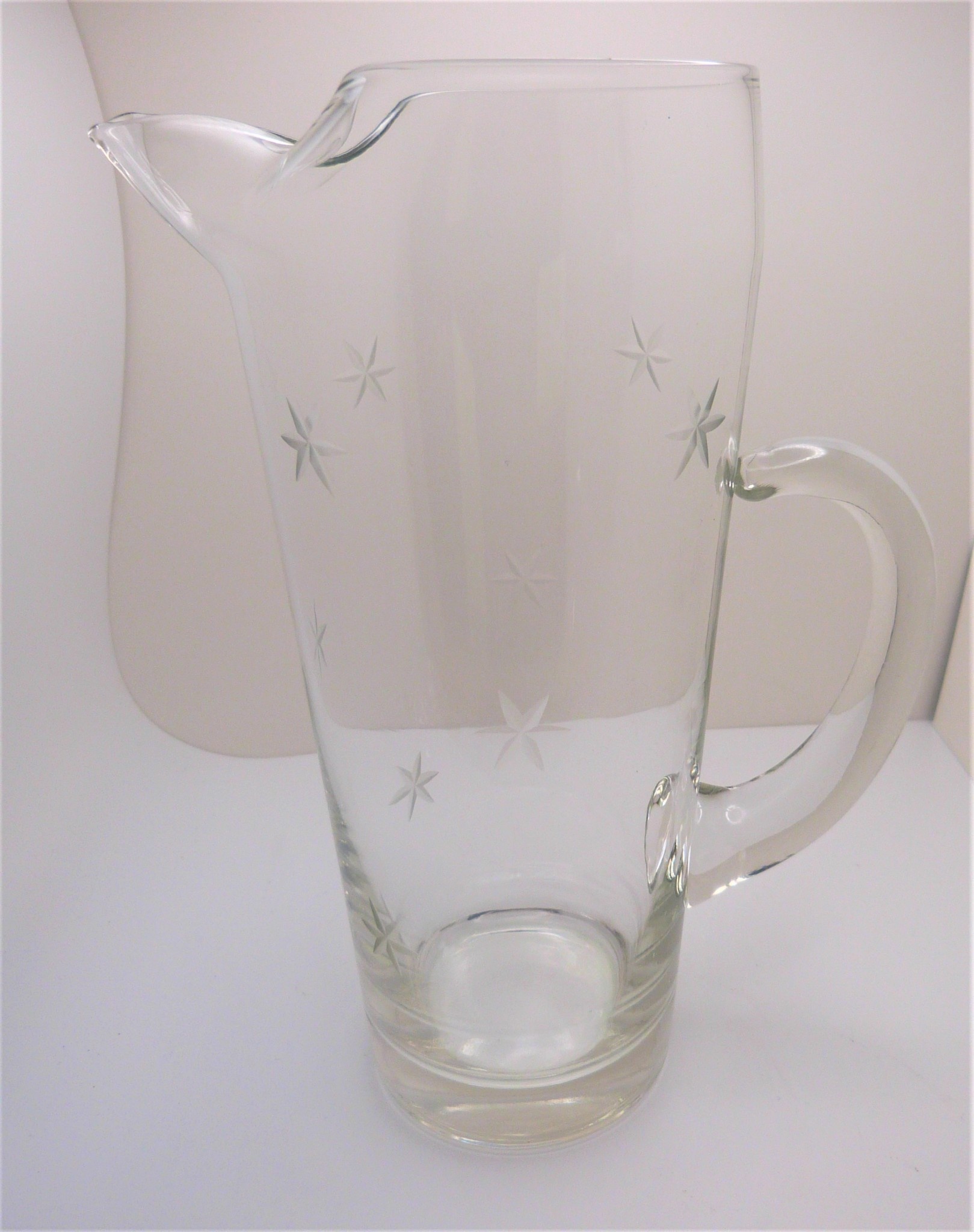 Vintage Etched Glass Cocktail Pitcher / Etched Glass Carafe with Stirrer