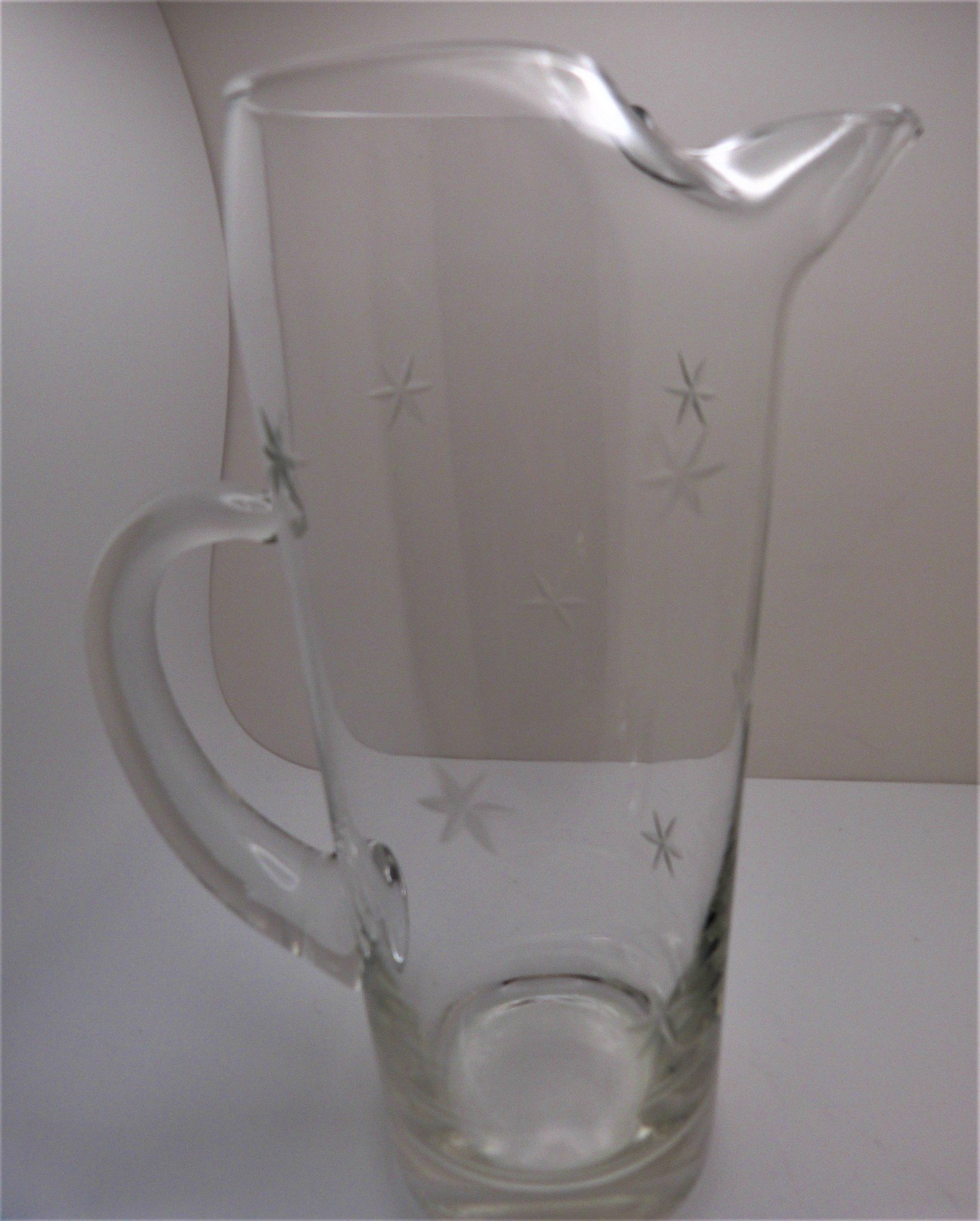 Vintage Etched Glass Cocktail Pitcher / Etched Glass Carafe with Stirr –  feastvintage