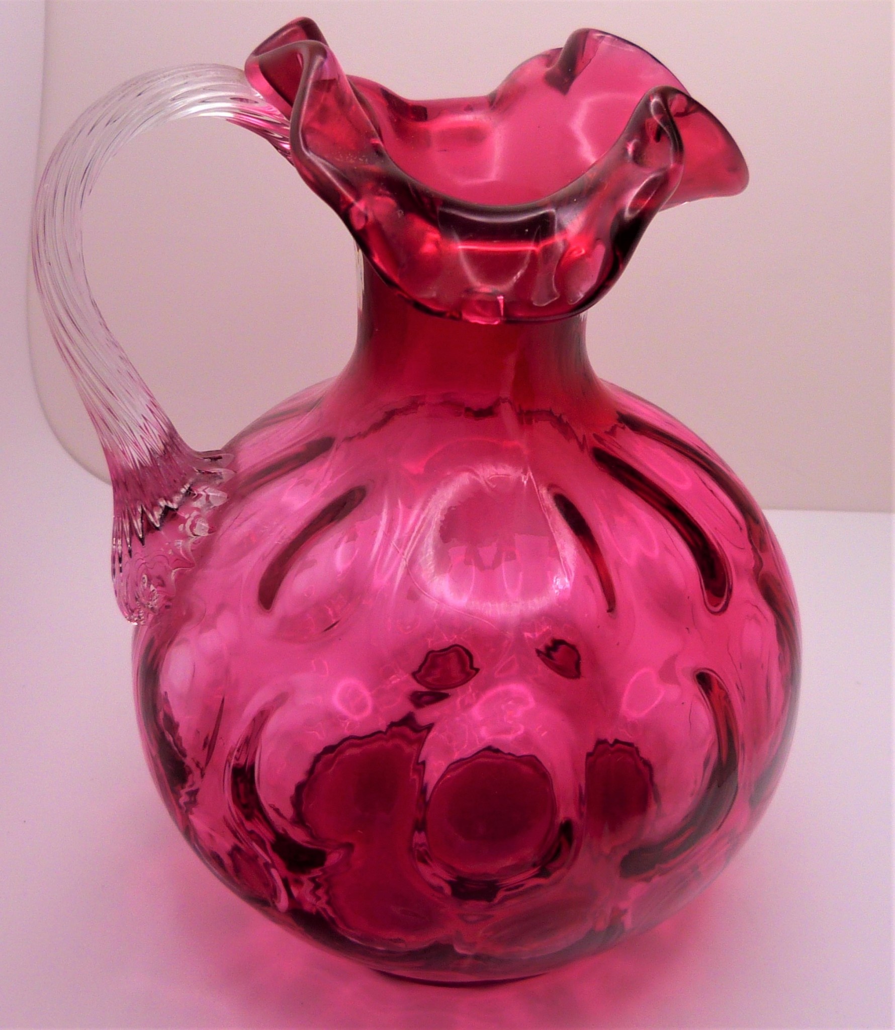 Large Fenton Coin Dot Ruby Overlay 2qt Pitcher 