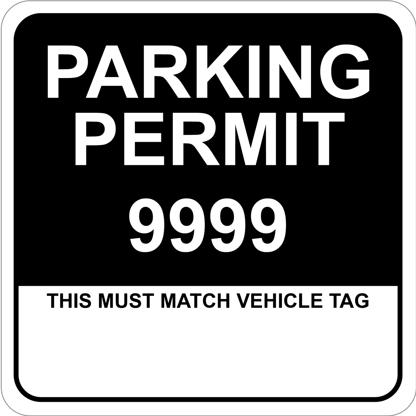 Standard Full Color Square Permit w/Tag