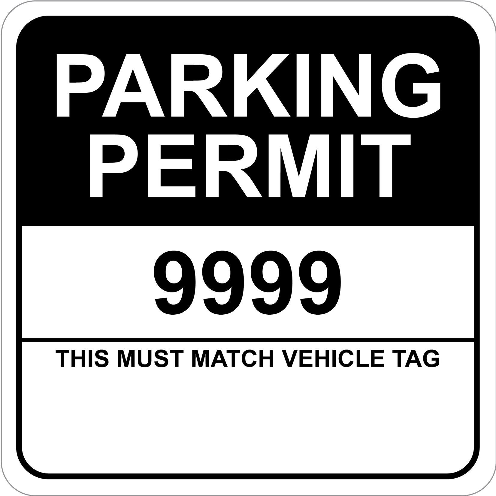 Standard Half Color Square Permit w/Tag