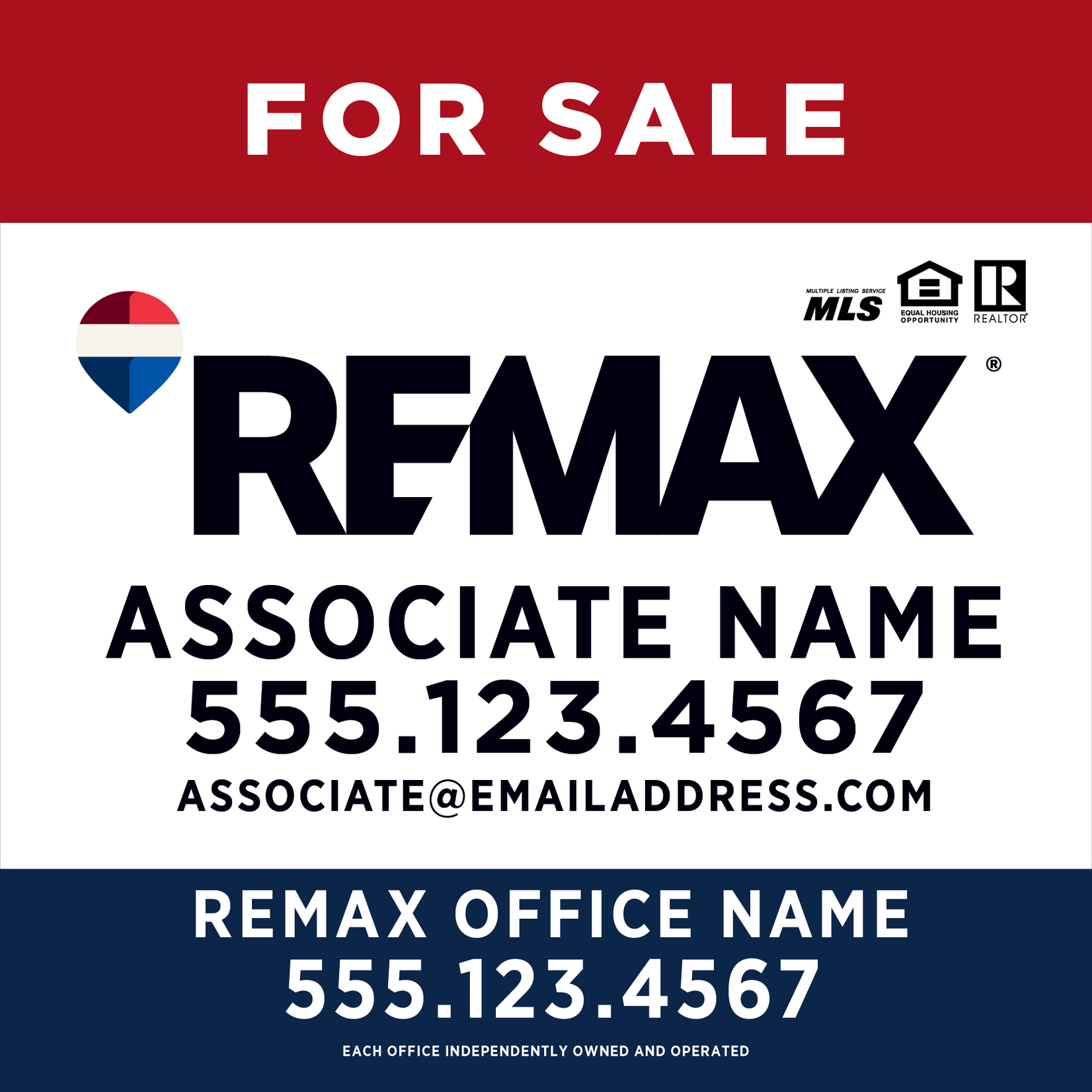 REMAX 24" x 24"  Listing Sign