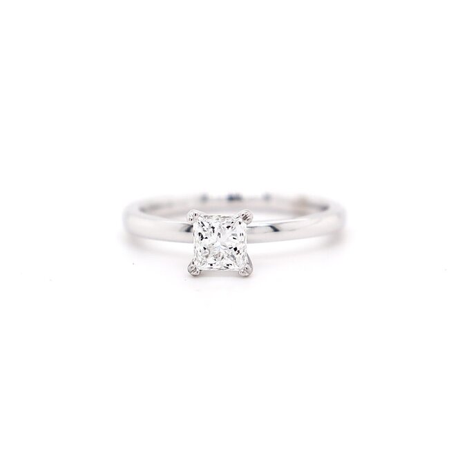 Square Modified Cut Solitaire Engagement Ring