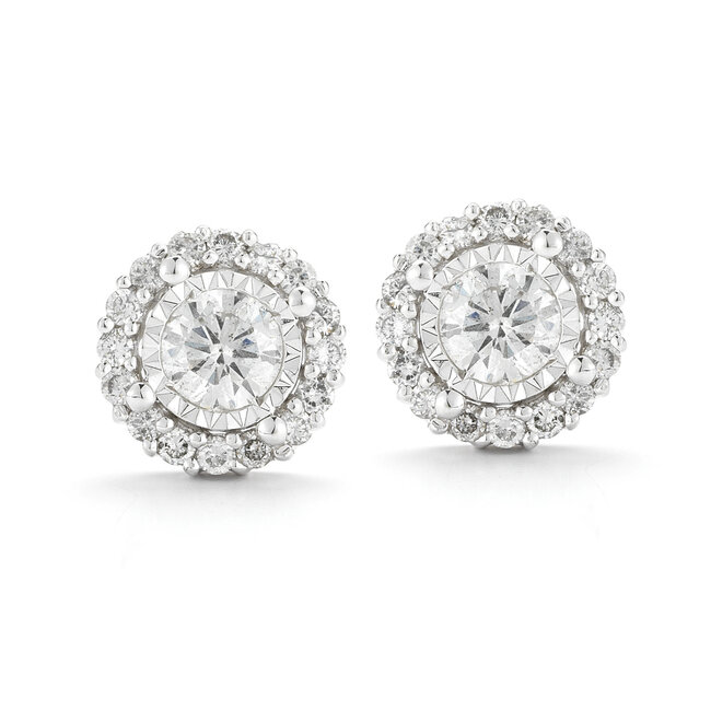 Diamond Halo Stud Earrings