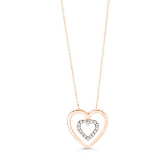 Bella Icicles Rose & White Gold Heart Pendant