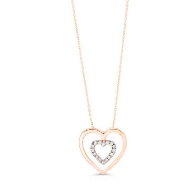 10k Rose & White Gold Heart Pendant