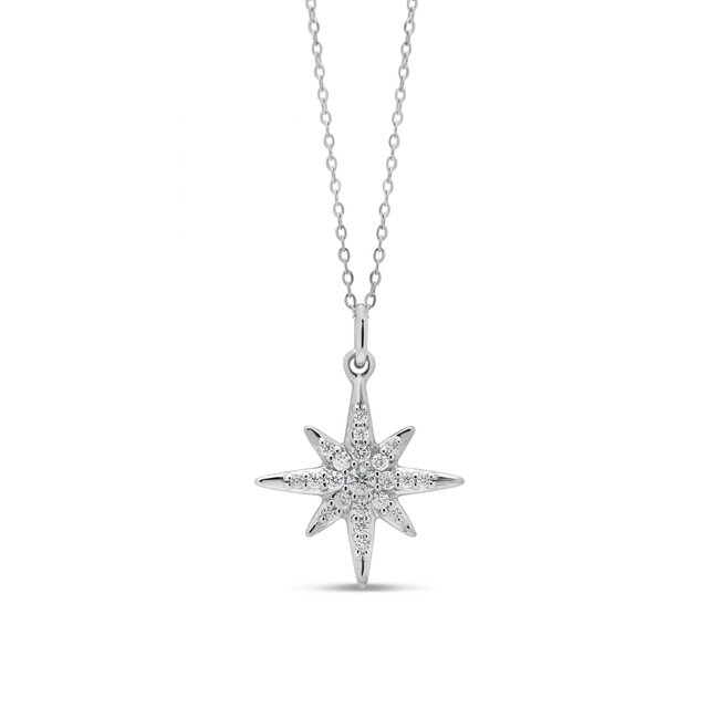 10k White Gold North Star Pendant
