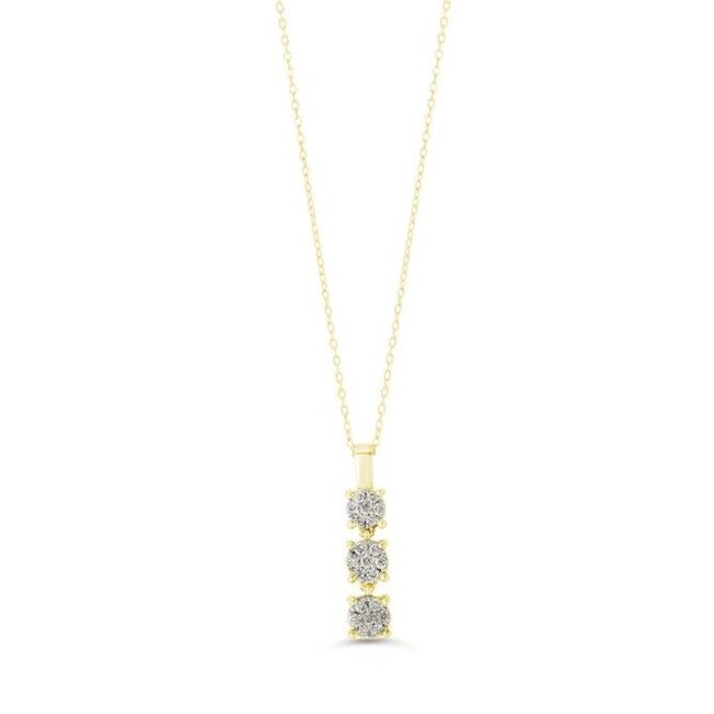 10k Yellow Gold Past Present Future Drop Pendant
