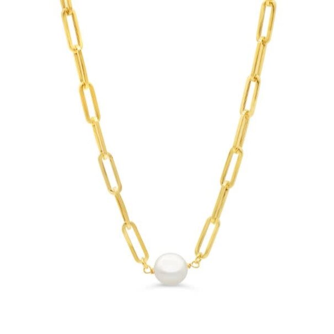 Paperclip Pearl Necklace
