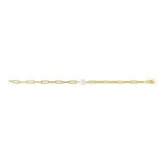 Bella Gold Pearl Paperclip Bracelet