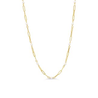 Pearls by Spicer Cole Paperclip Pearl Station Necklace