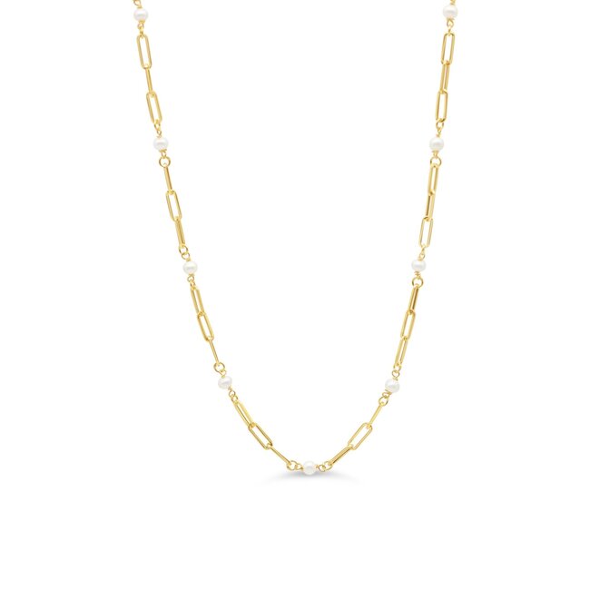 Paperclip Pearl Station Necklace