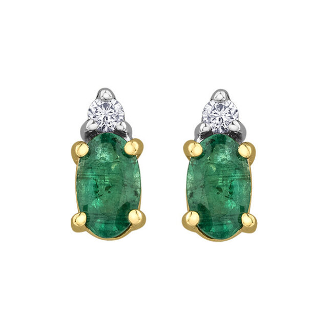 Emerald & Diamond Stud Earrings