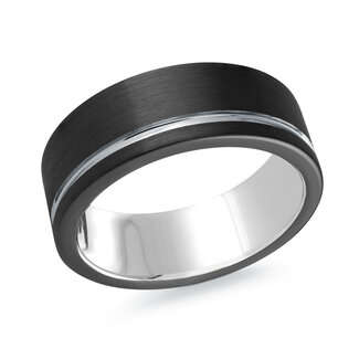 Bands by Spicer Cole Black Brush & White Polish Tungsten 8mm