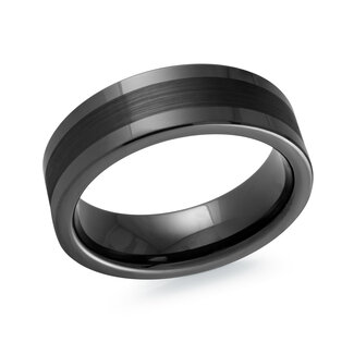 Bands by Spicer Cole Black Brushed & Polished Tungsten 8mm Band