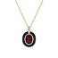 Garnet & Diamond Enamel Pendant in 10K Yellow Gold