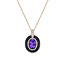 Amethyst & Diamond Enamel Pendant in 10K Yellow Gold