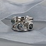 Montana Sapphire & Diamond Custom-Made Bezel-Set Open Ring in 14K White Gold