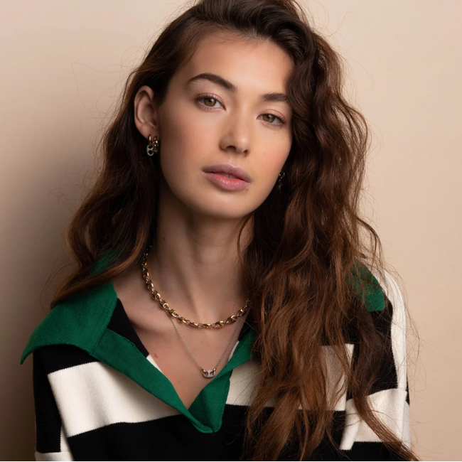 Ti Sento Coffee Bean Link Hoop Earrings