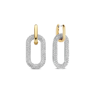 Ti Sento Ti Sento Double Link Pave CZ Hoop Earrings