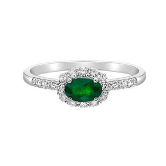 Colour by Spicer Cole Emerald Diamond Halo Ring
