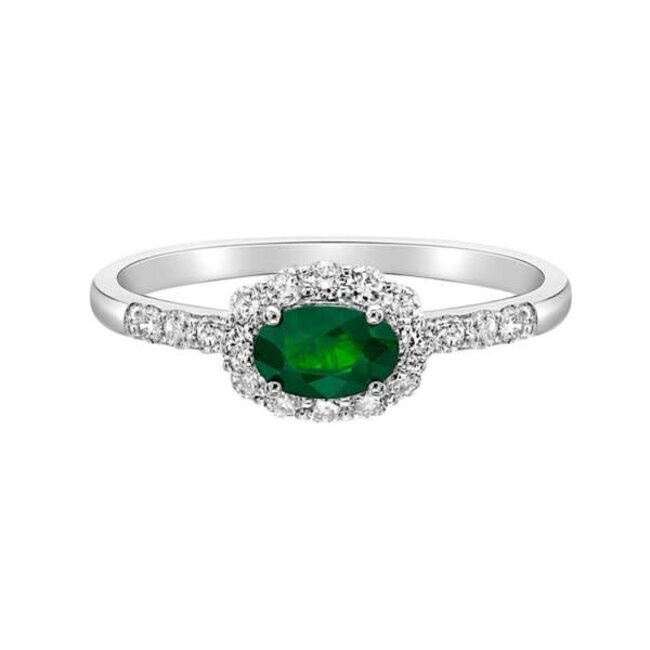 Emerald Diamond Halo Ring