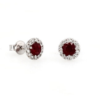 Colour by Spicer Cole Ruby & Diamond Custom-Made Halo Stud Earrings