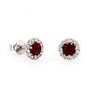 Colour by Spicer Cole Ruby & Diamond Halo Stud Earrings
