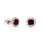 Custom-Made Ruby & Diamond Halo Stud Earrings in 14K White Gold