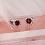 Custom-Made Ruby & Diamond Halo Stud Earrings in 14K White Gold
