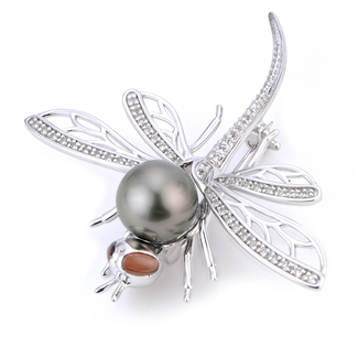 Pearls by Spicer Cole Tahitian Pearl Dragonfly Brooch