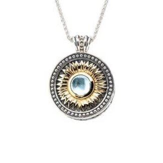 Keith Jack Celtic Jewellery Gilded Sky Blue Topaz 5-Way Sunflower Eclipse Pendant