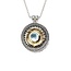 SS & 14K Gold Gilded Sky Blue Topaz 5-Way Sunflower Eclipse Pendant