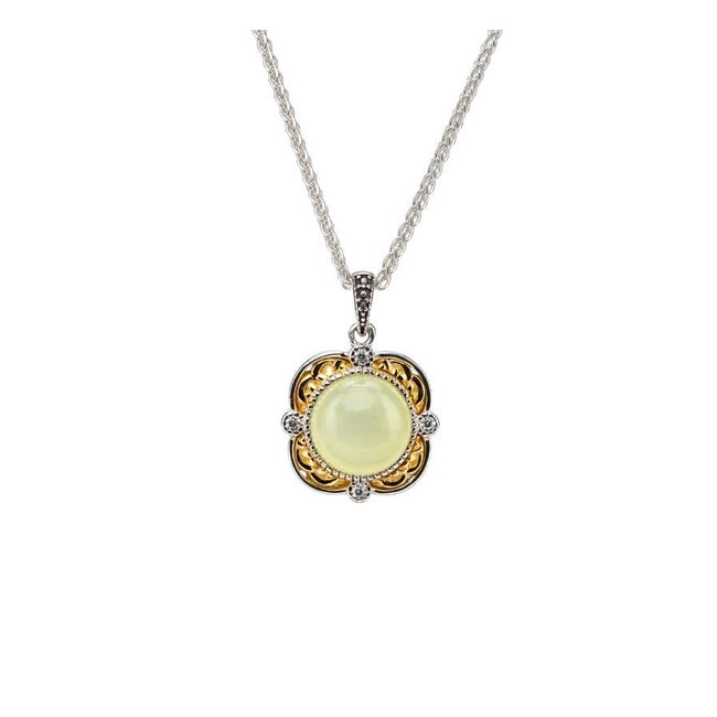 SS & 10K Gold  Bowenite Aphrodite Pendant