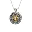 SS & 14K Gold Gilded Sky Blue Topaz 5-Way Sunflower Eclipse Pendant