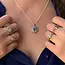 SS & 23K Gold Gilded Celestial Pendant - Swiss Blue Topaz