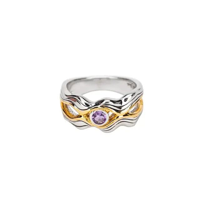 SS & 10K Gold  Rocks 'n Rivers Ring - Amethyst - Size 5