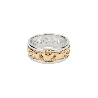 Keith Jack Celtic Jewellery SS & 10Y Claddagh Ring