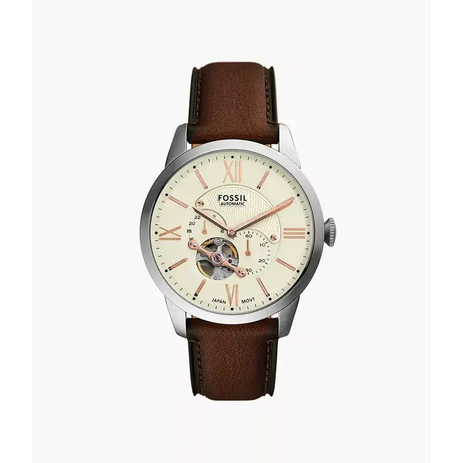Townsman Cream Dial Brown Leather Strap Watch