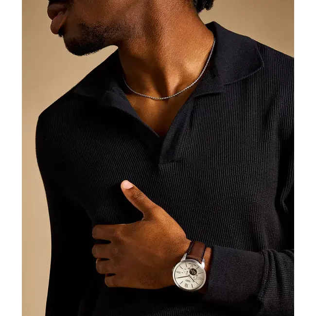 Townsman Cream Dial Brown Leather Strap Watch