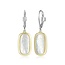 ELLE Allure Rhodium & Gold Plated Mother of Pearl Cushion Drop Earrings