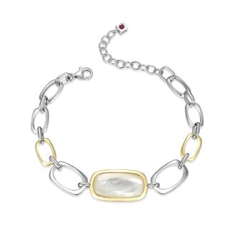 Elle Time & Jewellery ELLE Allure Rhodium & Gold Plated Mother of Pearl Link Bracelet