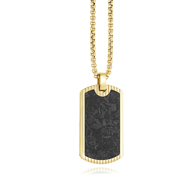 Stainless Steel Carbon Fibre Dog Tag Pendant 22"