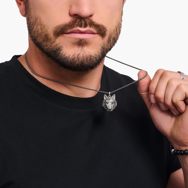 Blackend Wolf Head Pendant