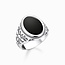 Silver Blackend Signet Ring With Black Onyx