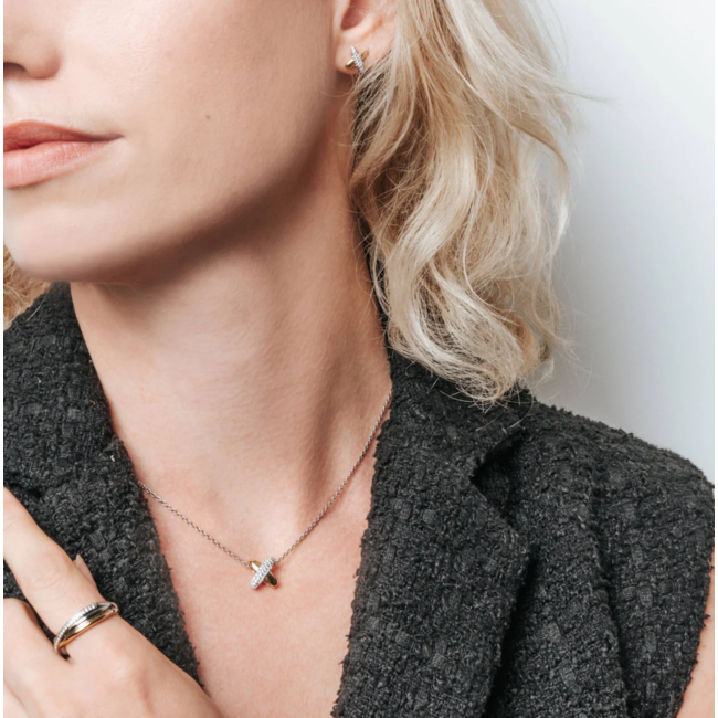 Ti Sento Interlocking Ring Pave Necklace