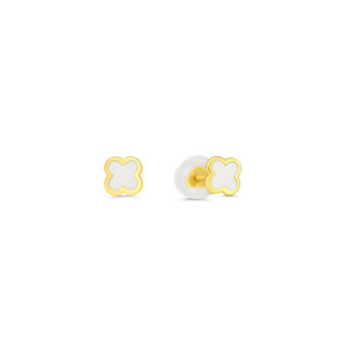 Bella Baby Bella Baby White Enamel Clover Stud Earrings